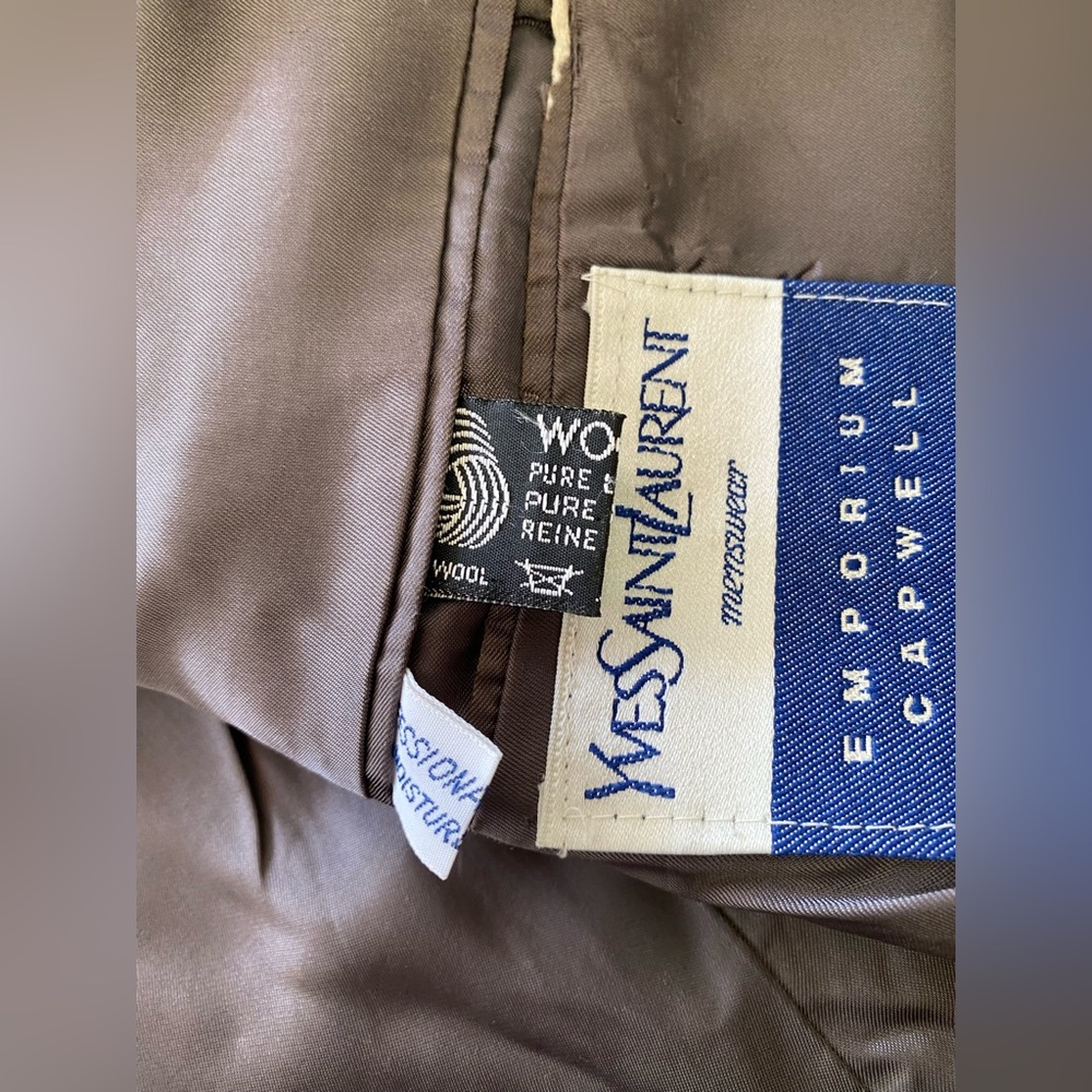 Vintage Yves Saint Laurent Gray Double-Breasted Men's Blazer w Matching Pants - Picture 6 of 16